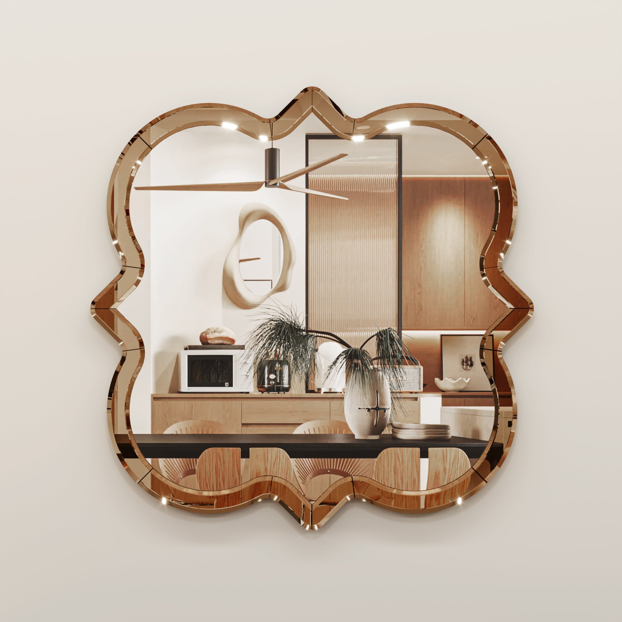 Wall-Mounted Silver Decorative Round Wall Mirror 24x24 inch