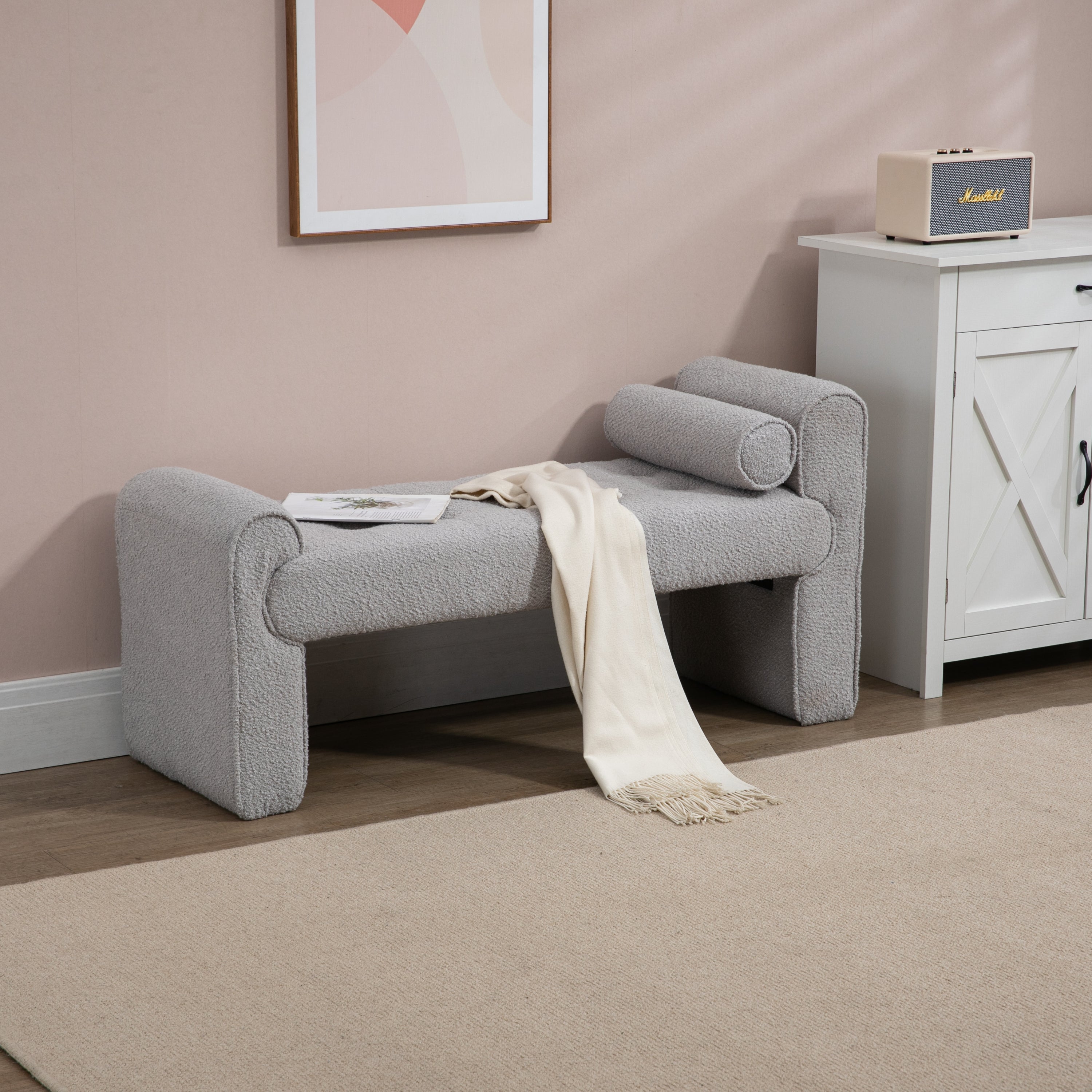 Modern Ottoman Bench - Light Gray