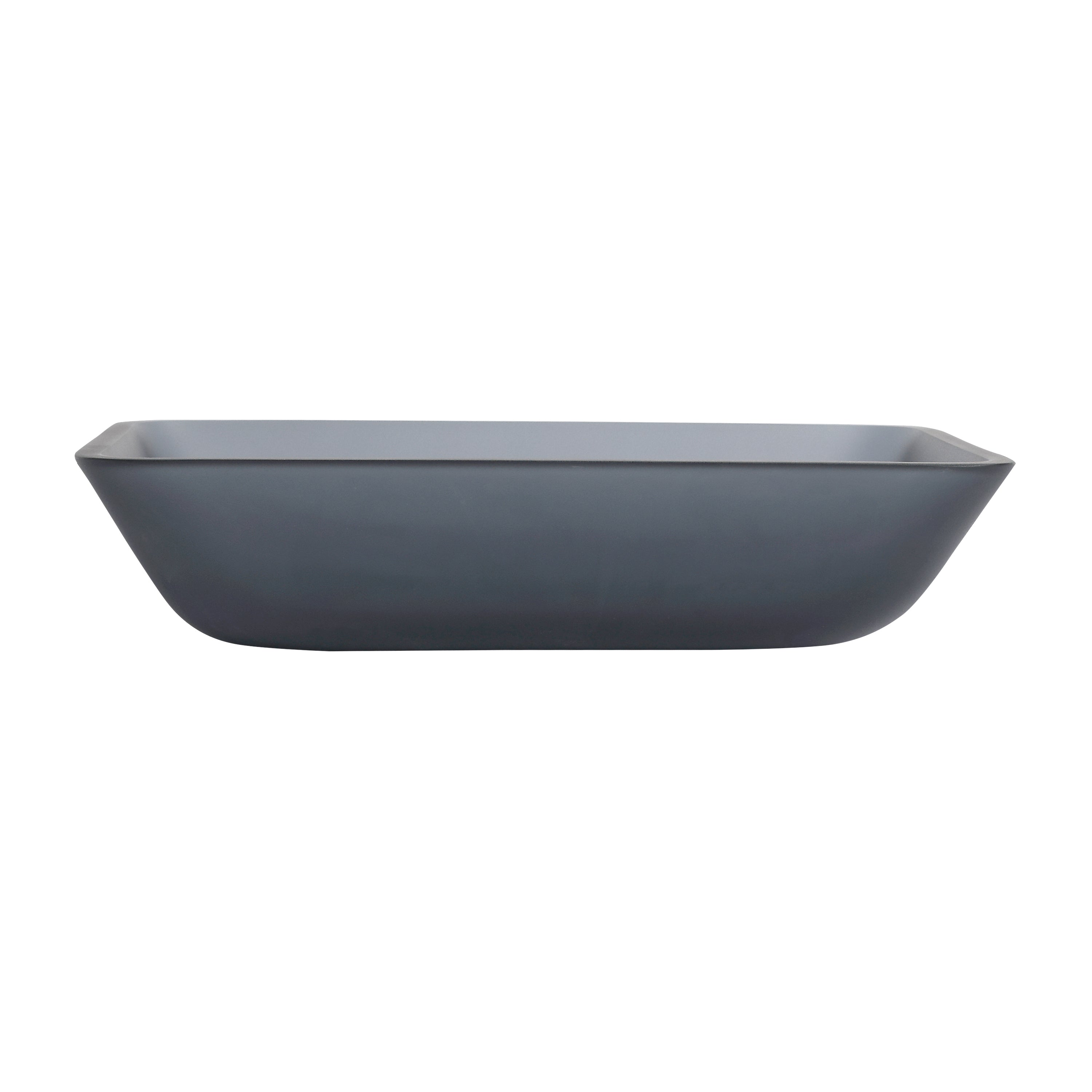Tempered Glass Matte Bathroom Vessel Sink, Rectangle Bathroom Basin Matt Grey