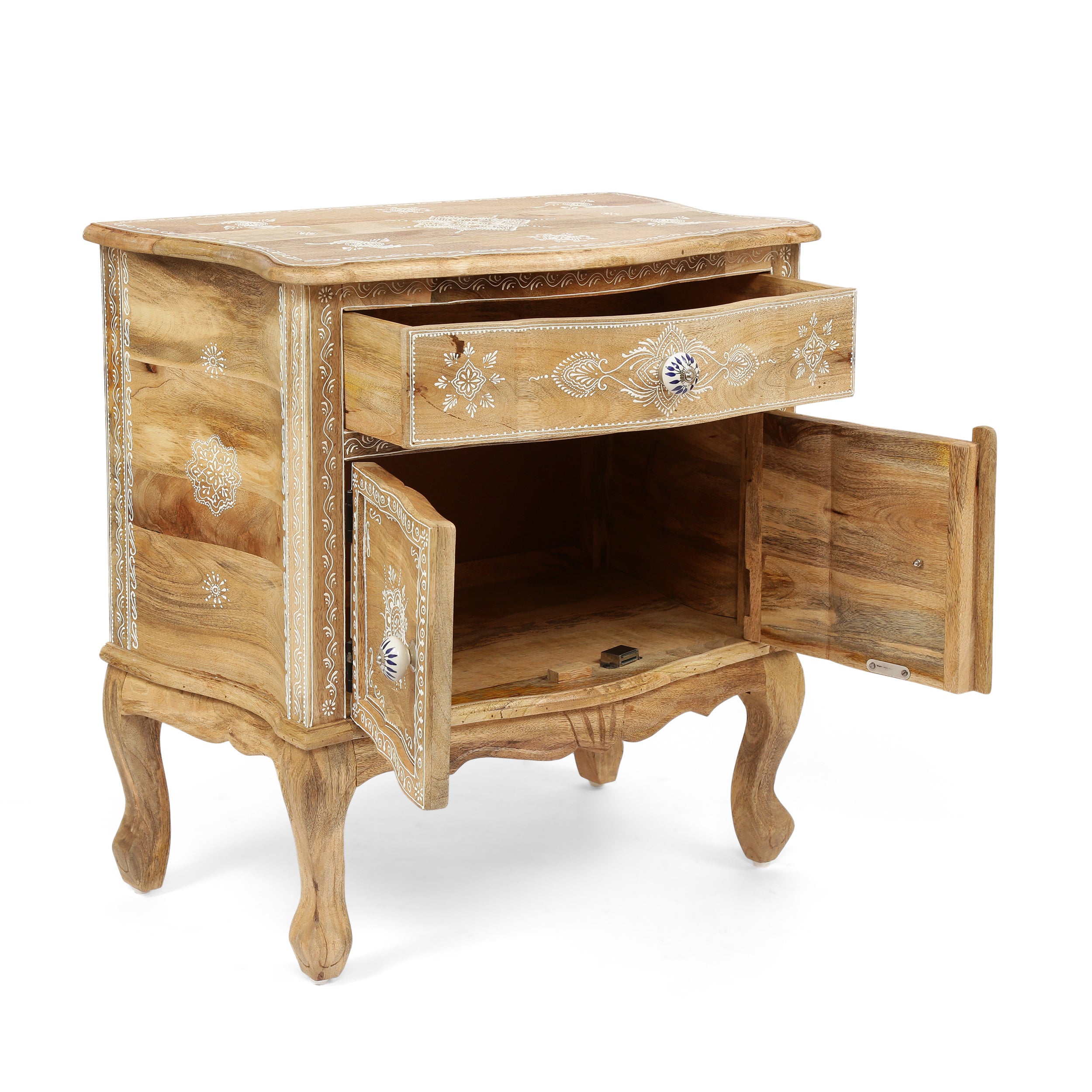 Rustic Wooden Cabinet 1 Drawer 2 Door Cabinet - Natural Wood