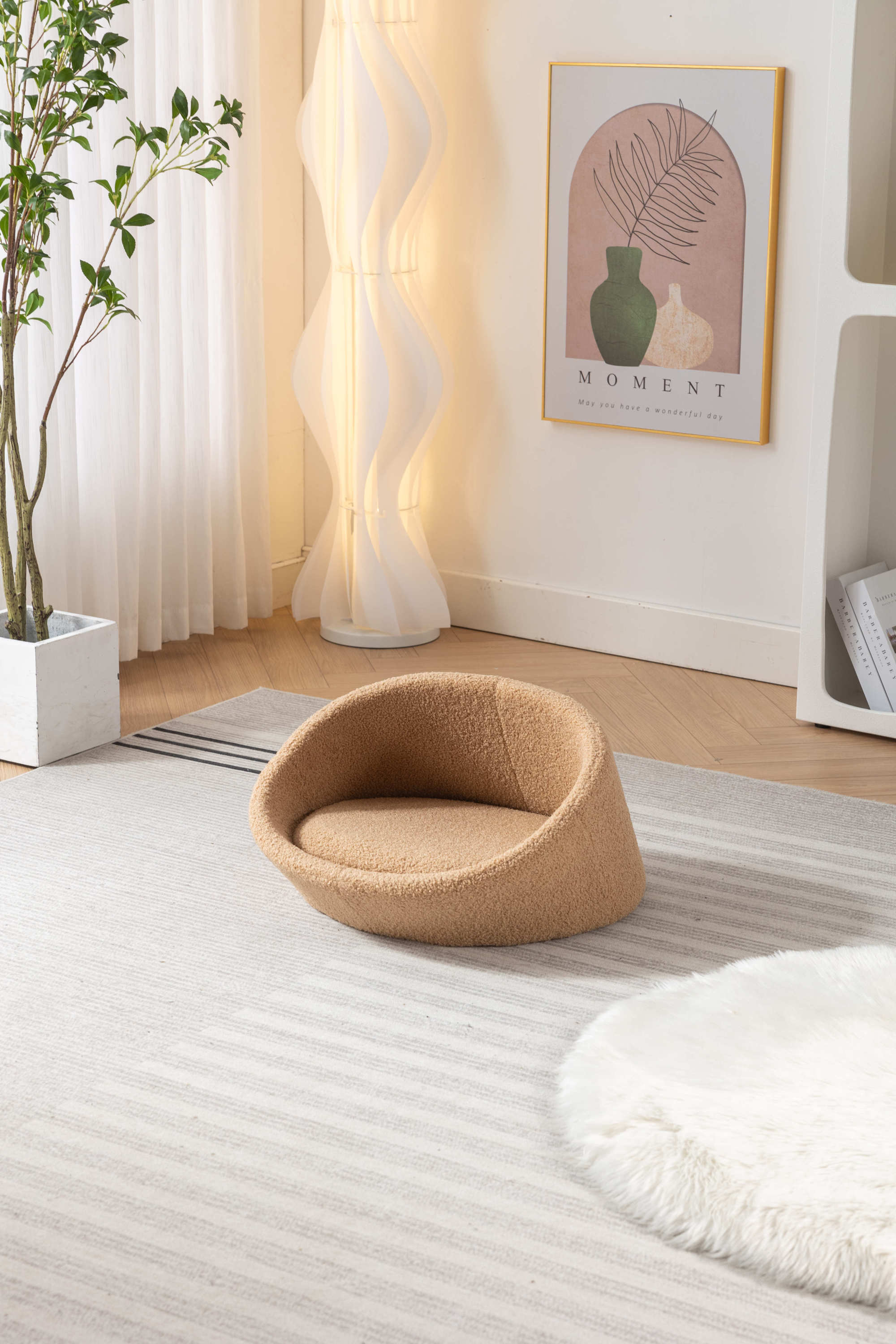 Cat Bed Pet Sofa With Solid Wood frame, Cashmere cover, Mid Size - Brown color