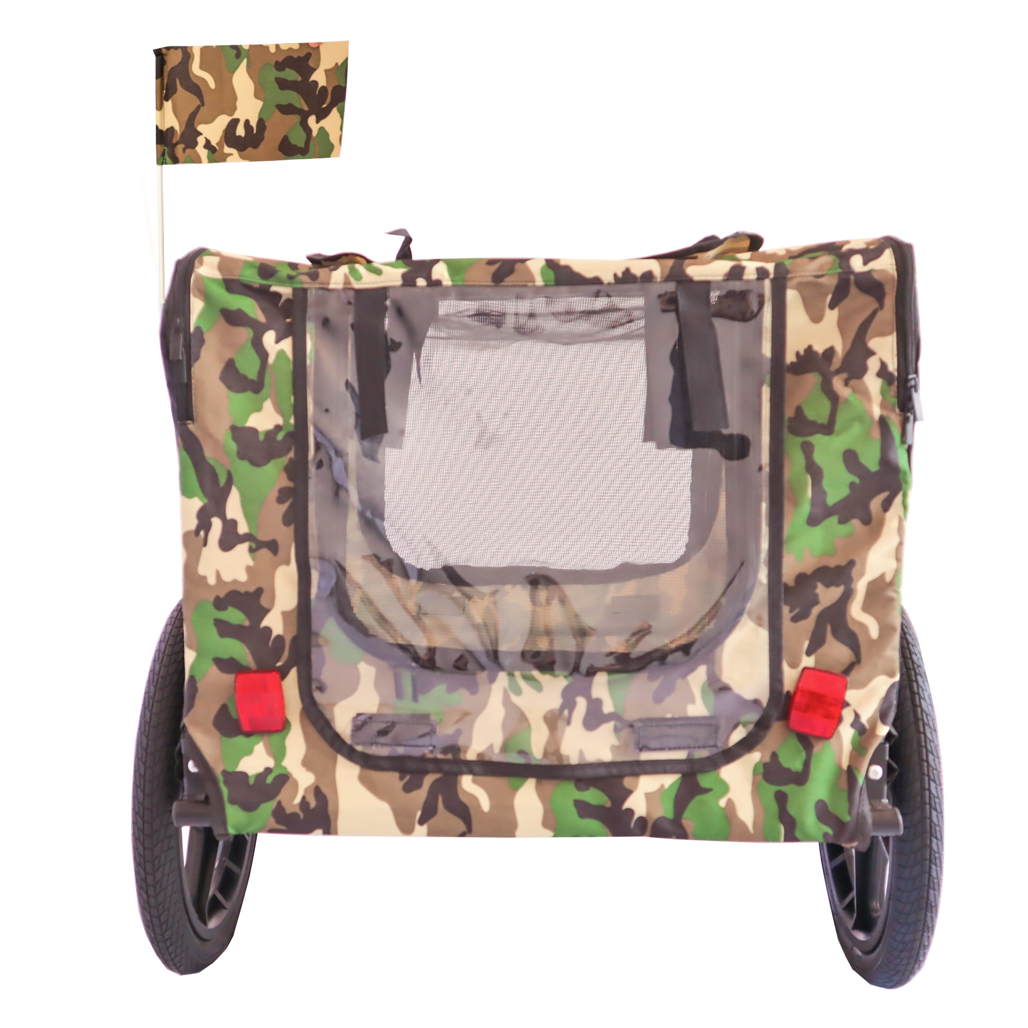Outdoor Heavy Duty Foldable Utility Pet Stroller Dog Carriers Bicycle Trailer - Army Green