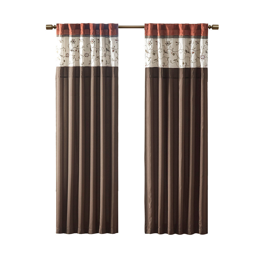 50x84" Embroidered Curtain Panel - Spice