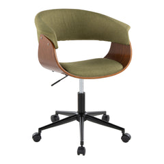 Vintage Mod Mid-Century Modern Office Chair in Black Metal, Walnut Wood and Green Fabric by LumiSource