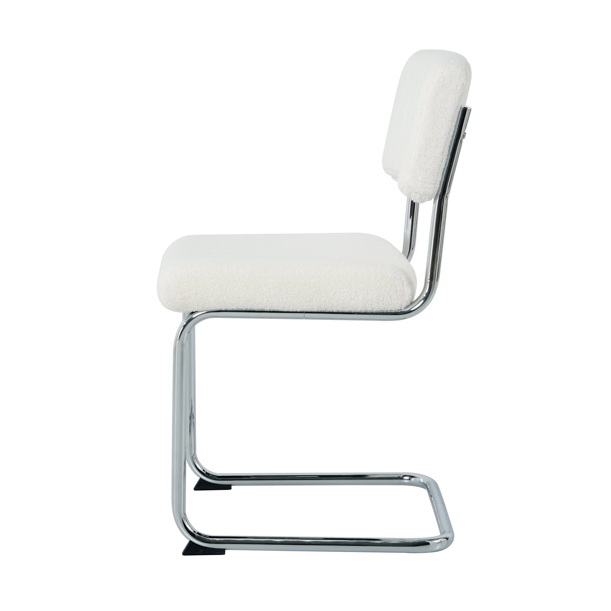 Luxury Dining Chairs with Silver Metal Legs (Set of 4) - White