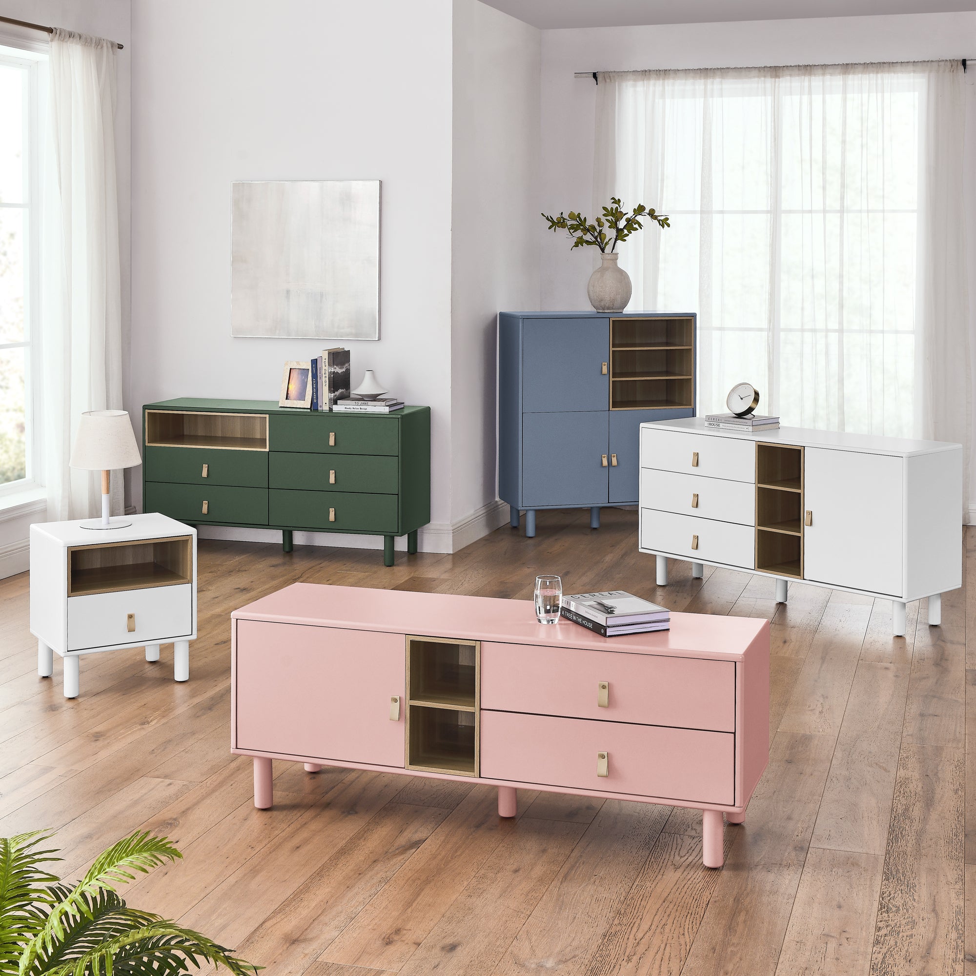 Drawer TV Home Cabinet with Door, Storage, multi-functional - Pink