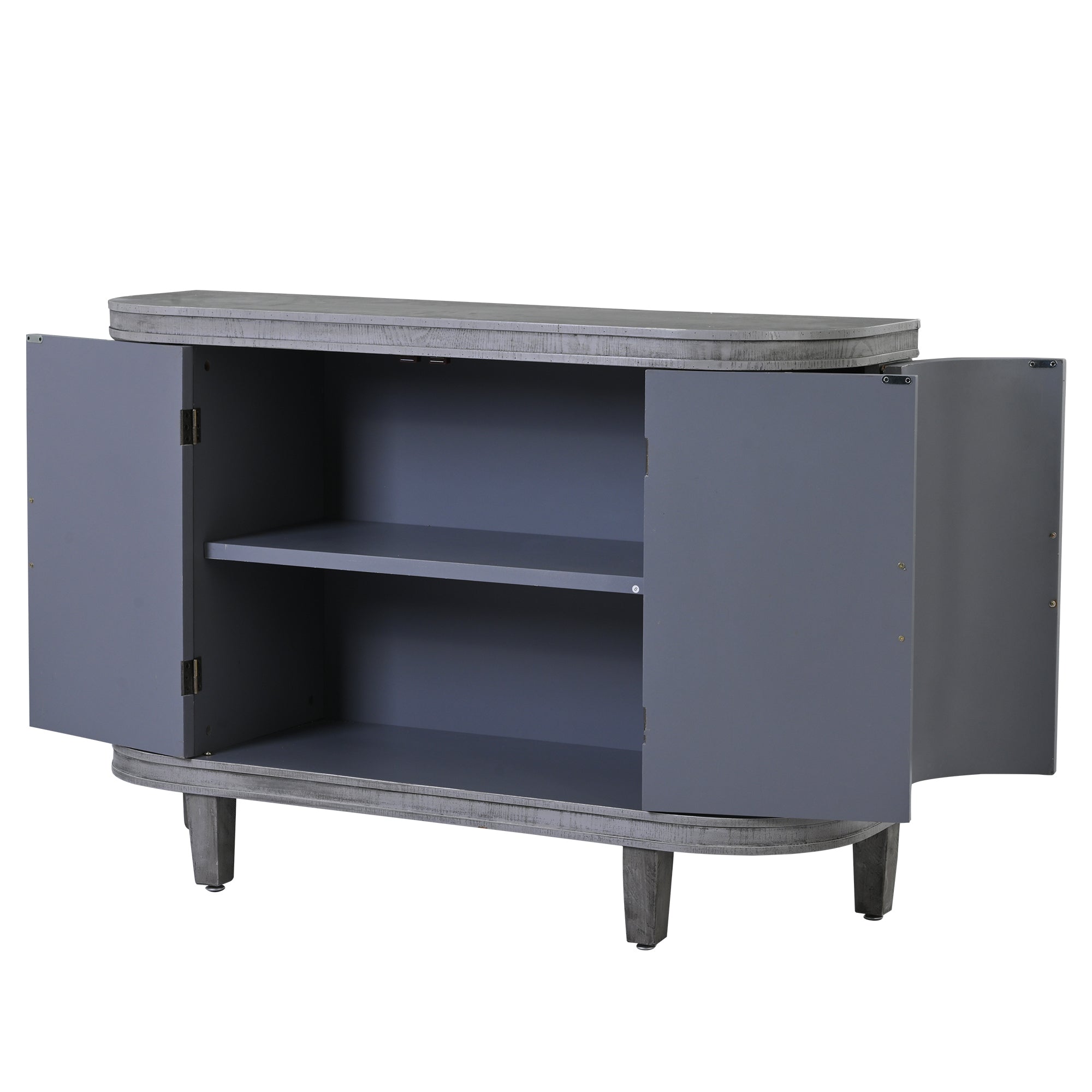 Accent Storage Cabinet Sideboard Wooden with Antique Pattern Doors - Grey