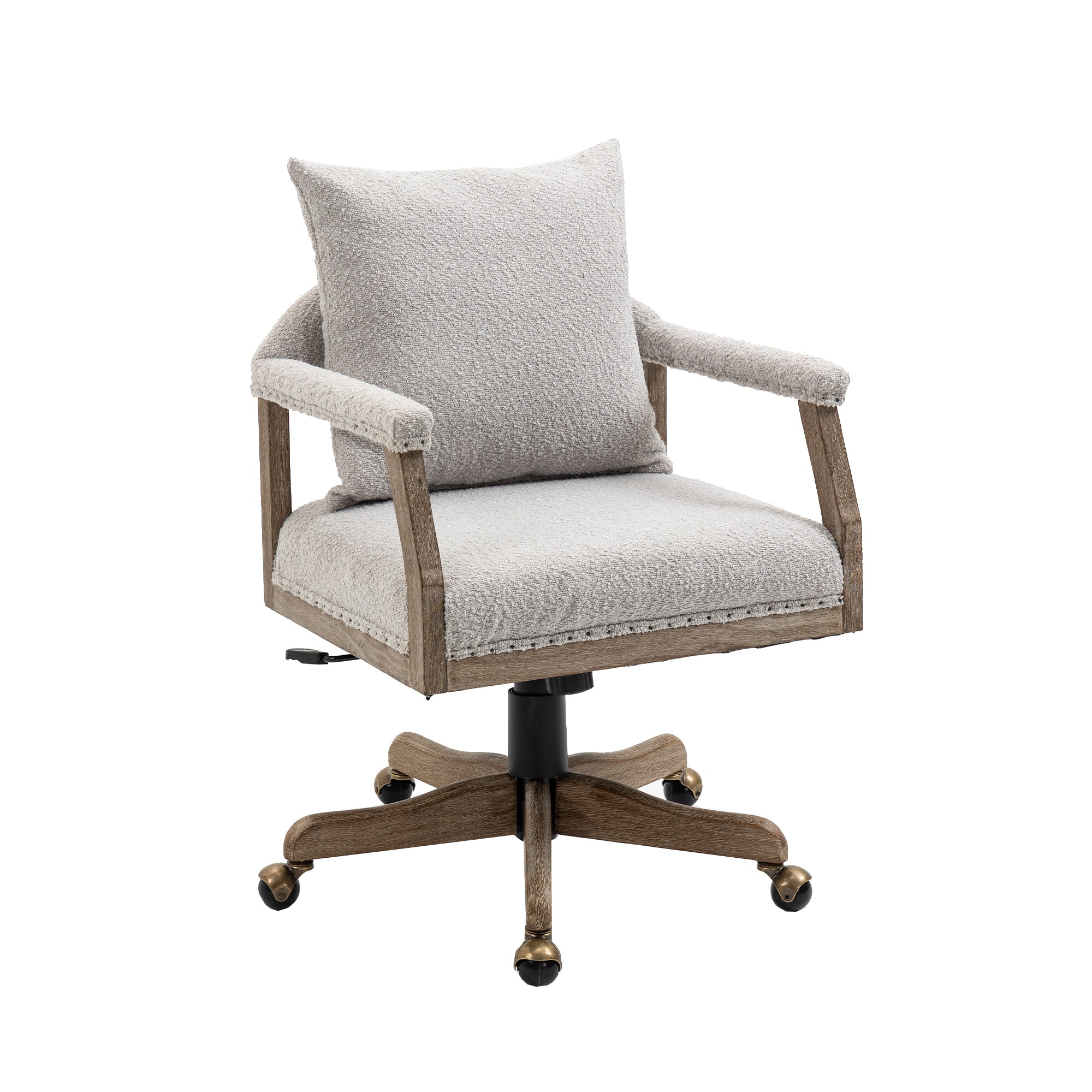 Office Chair Adjustable Swivel Chair Fabric Seat Home Study Chair - Light Gray