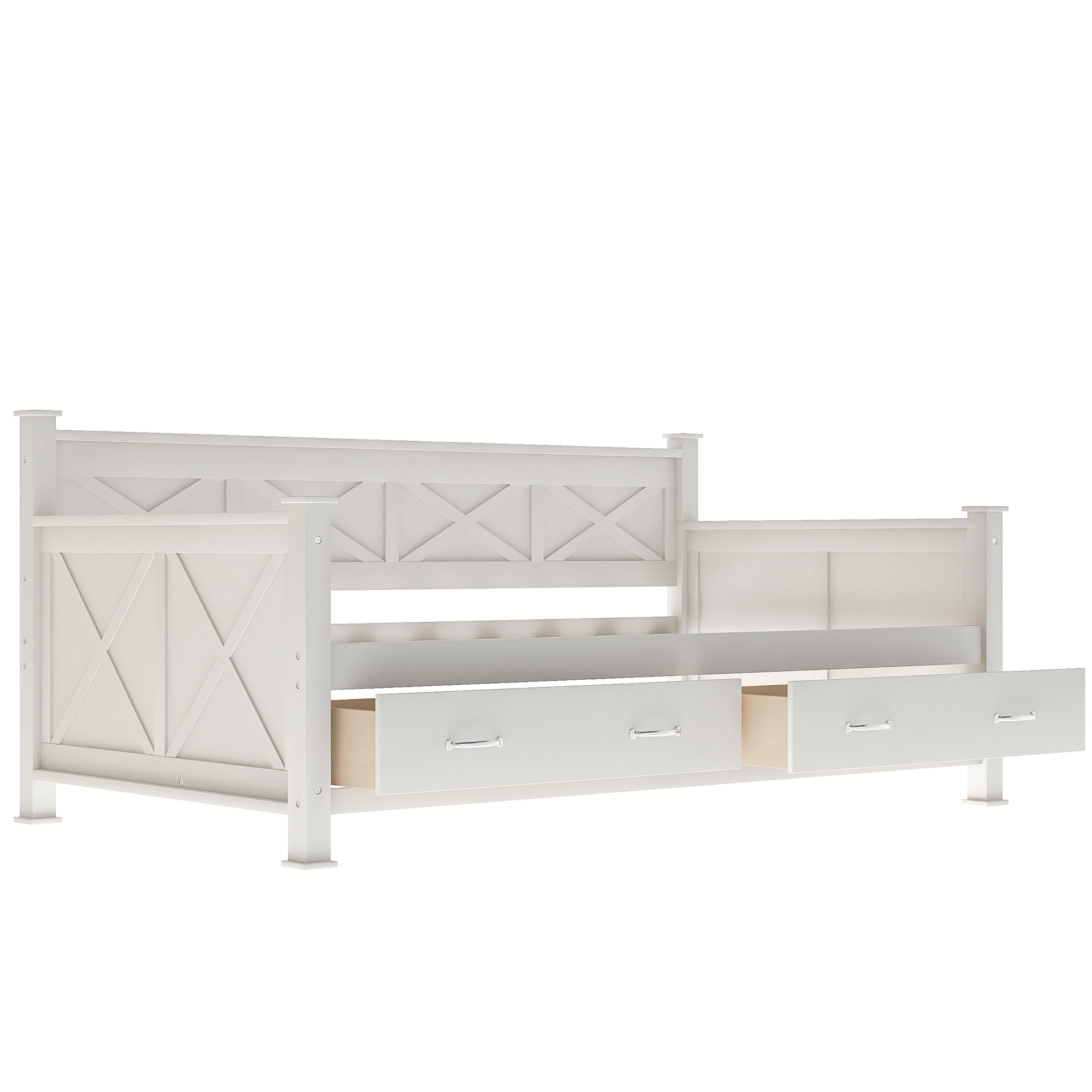 Twin Size Wooden Modern and Rustic Casual Style Daybed - Cream White