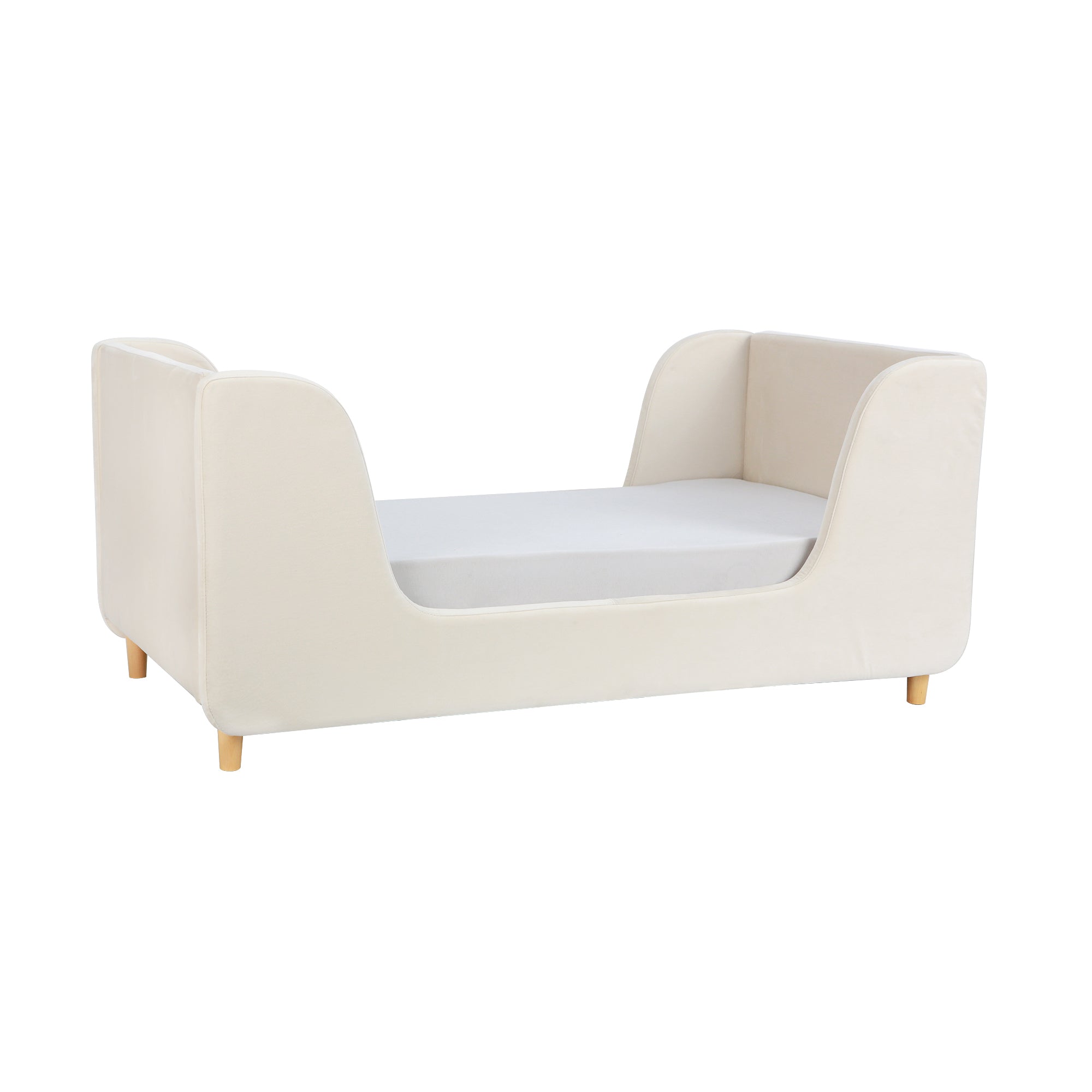 Cozy Upholstered Toddler Bed - Cream
