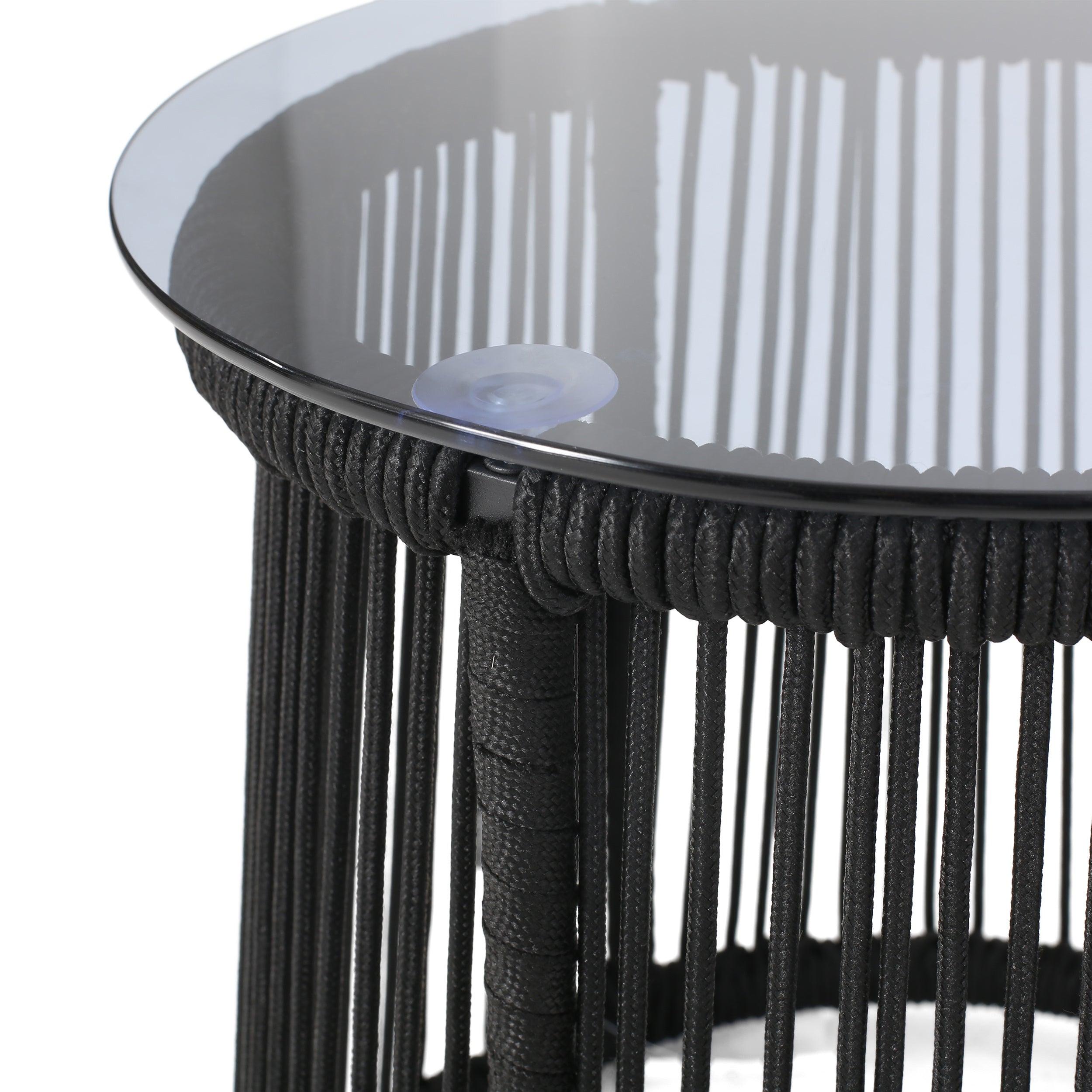 Boho Woven Rope Side Table - Black