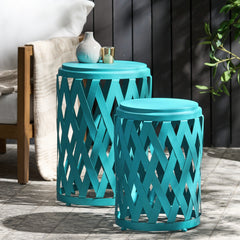 Set of 2 Accent Outdoor Table - Teal