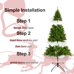 7.5-FT Artificial Christmas Tree with 1685 Tips,400LED, Unlit Hinged Spruce PVC/PE Xmas Tree for Indoor Outdoor, Green