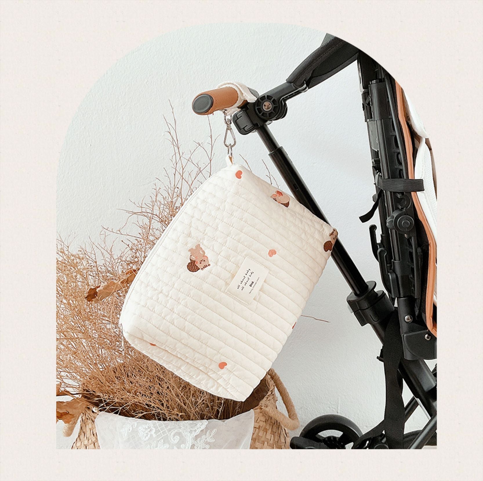 Cotton Zipper Embroidery Mummy Bag Trolley Pannier Bag