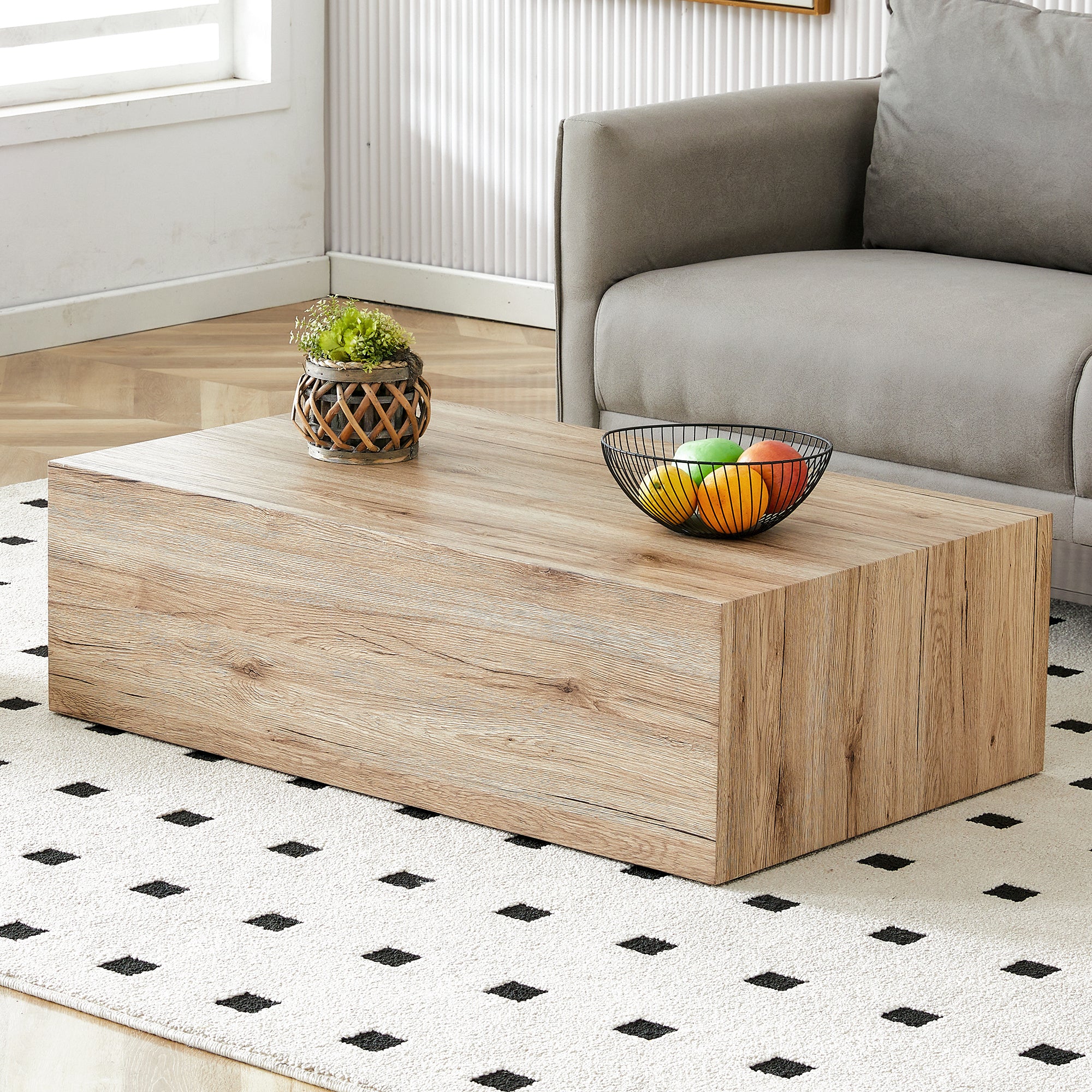 Design Coffee Table with Wood Texture Pattern