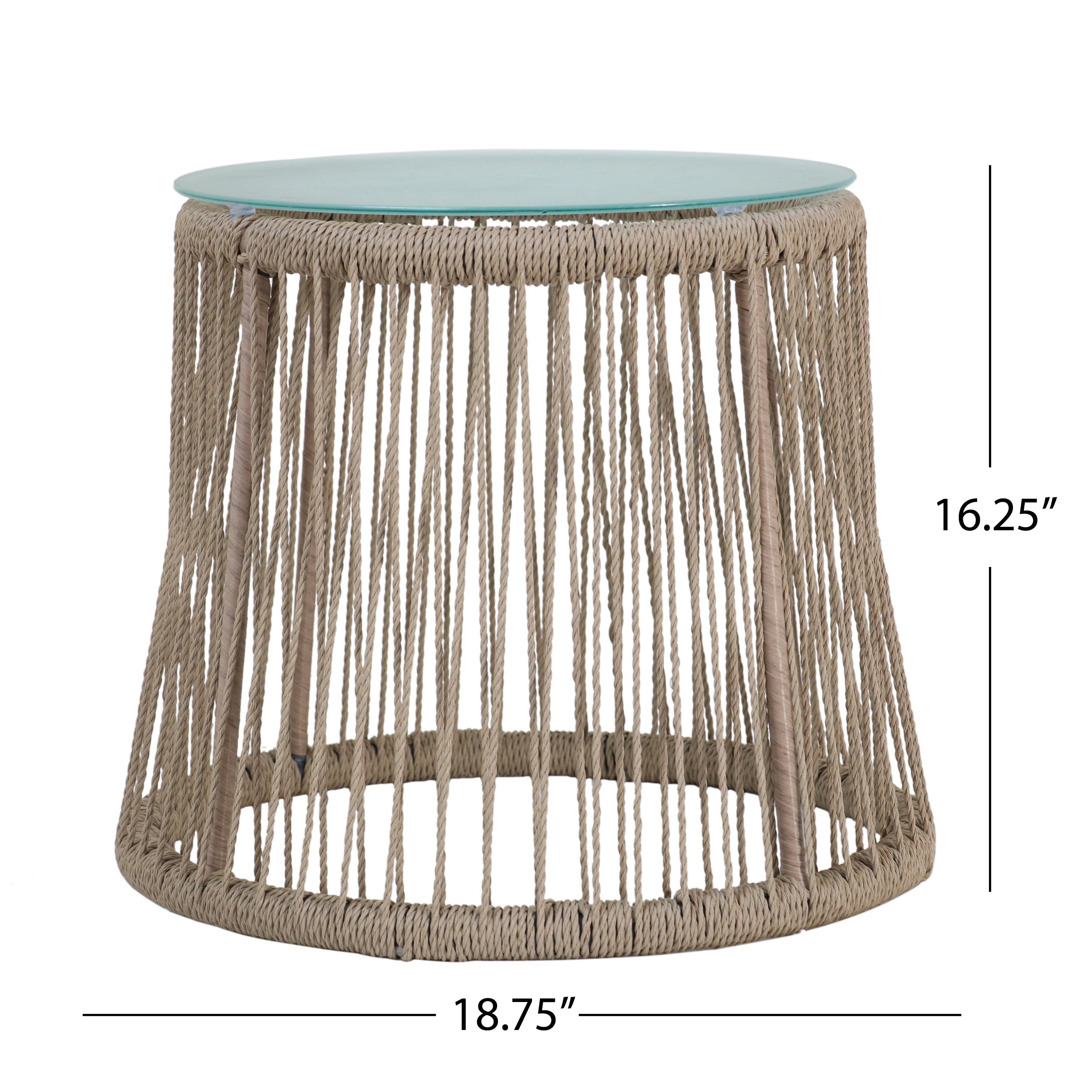 Boho Woven Rope Side Table - Brown
