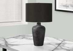 Table Lamp, 24"h, Black Ceramic, Black Shade, Contemporary