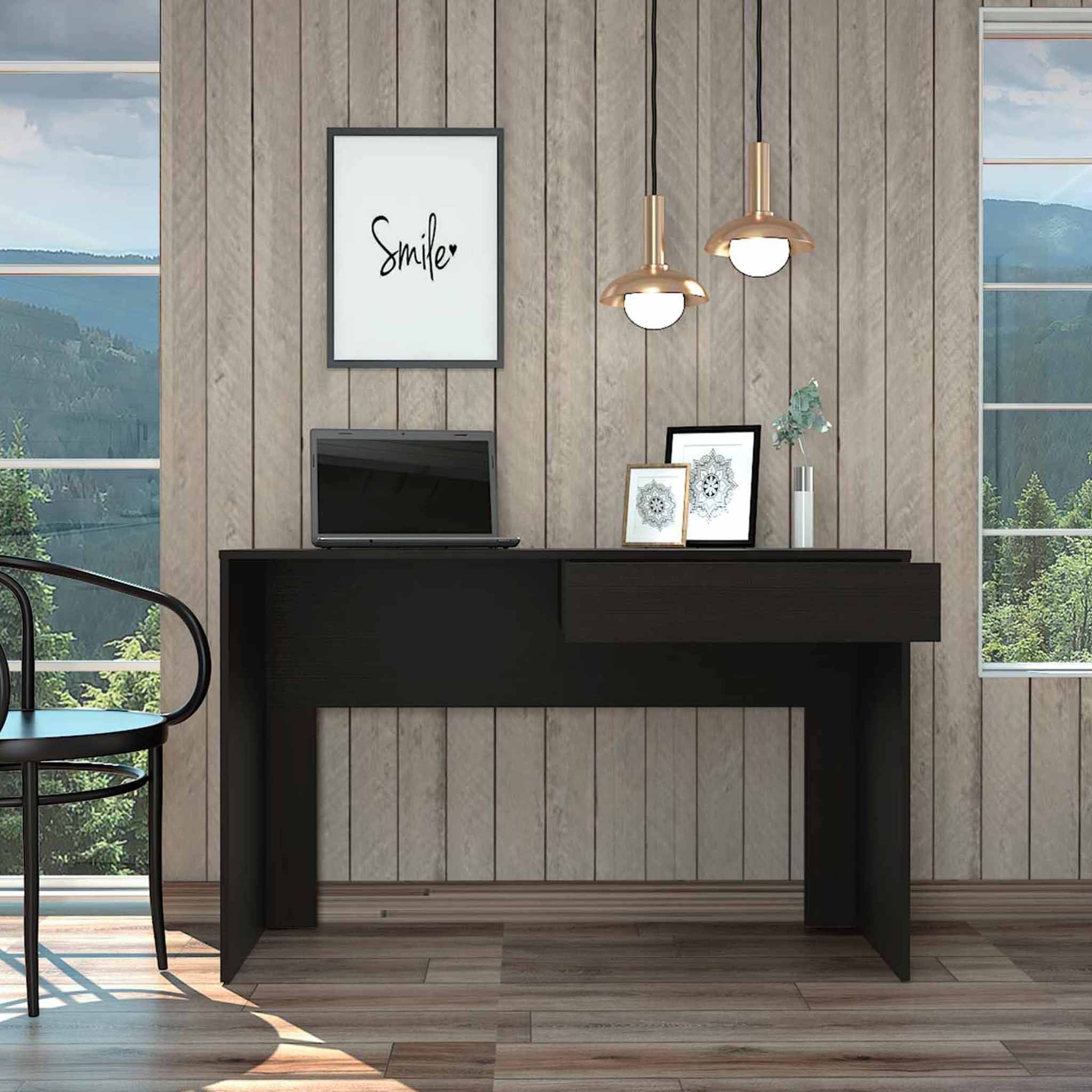 Tampa Writing Computer Desk Two Drawers - Black