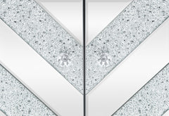 Cabinet with Mirror Trim and M Shape Design, Silver