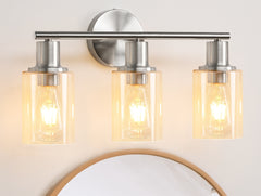 3-Light Vanity Light with Clear Glass Lampshade - Black