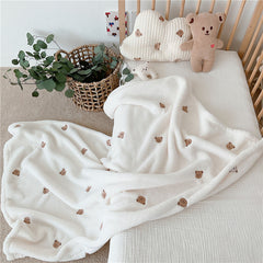 Fashion Simple Bear Embroidery Cover Blanket
