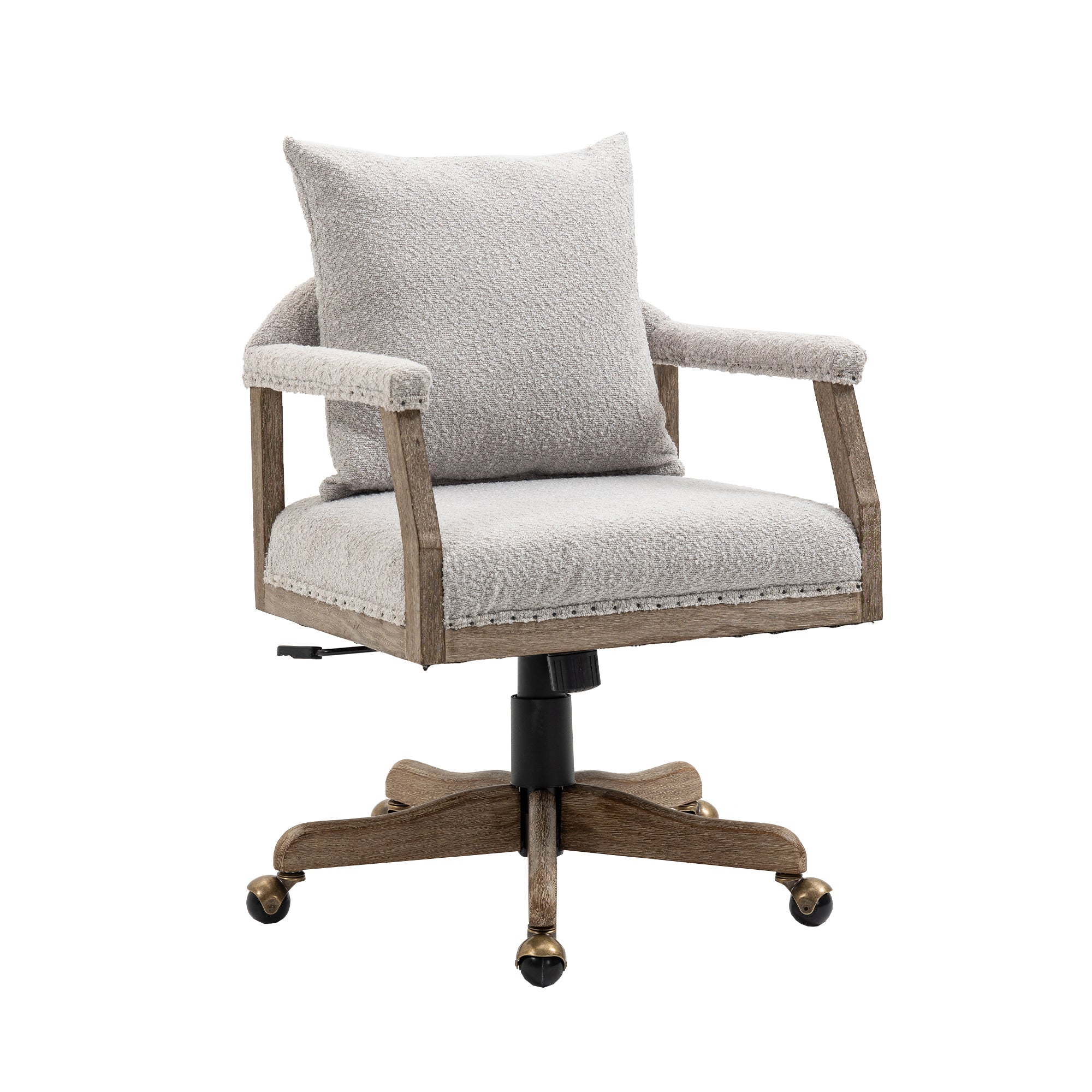 Office Chair Adjustable Swivel Chair Fabric Seat Home Study Chair - Light Gray