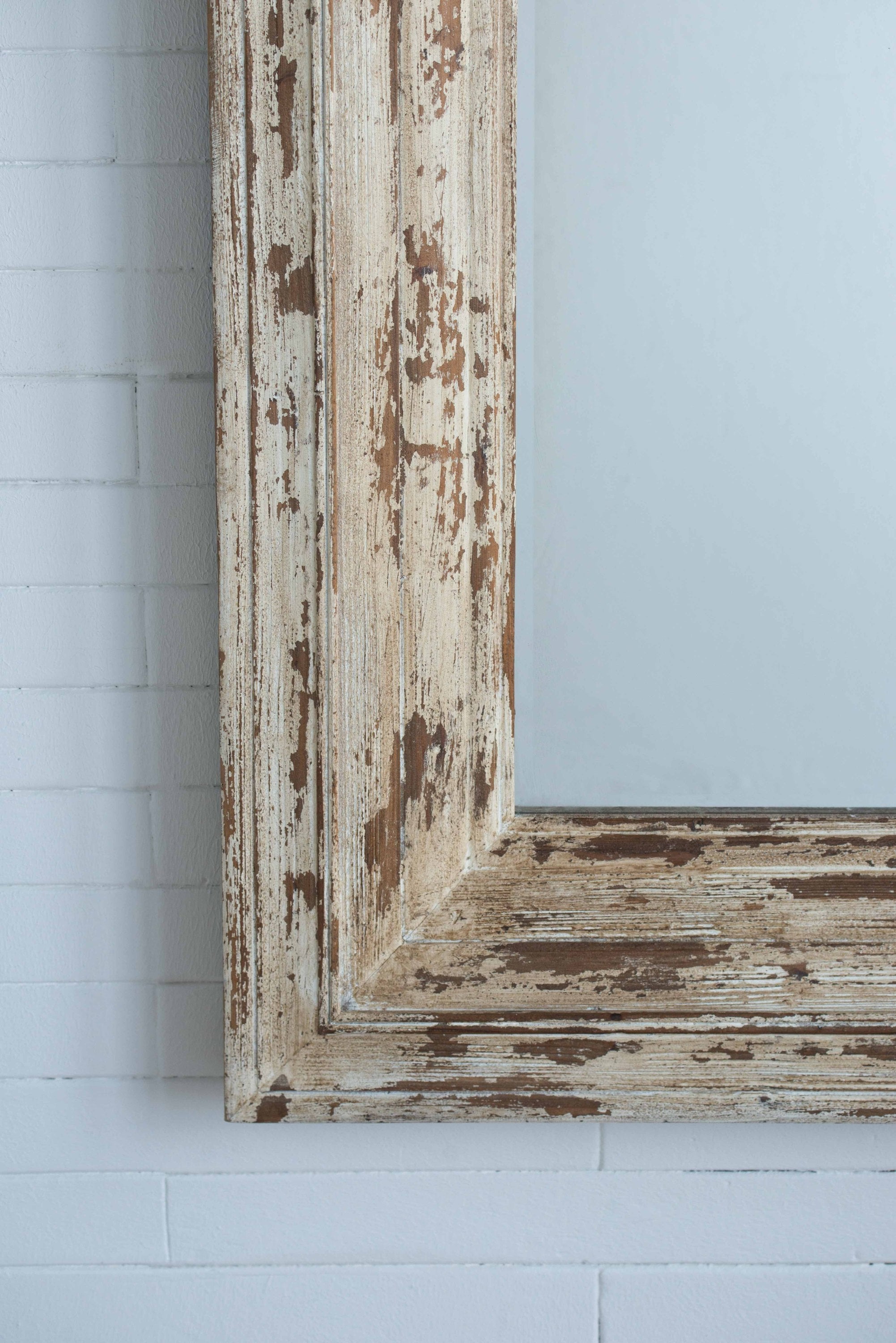 Full Length Rectangle Floor Mirror with Distressed Wood Frame 39x3.5x75"