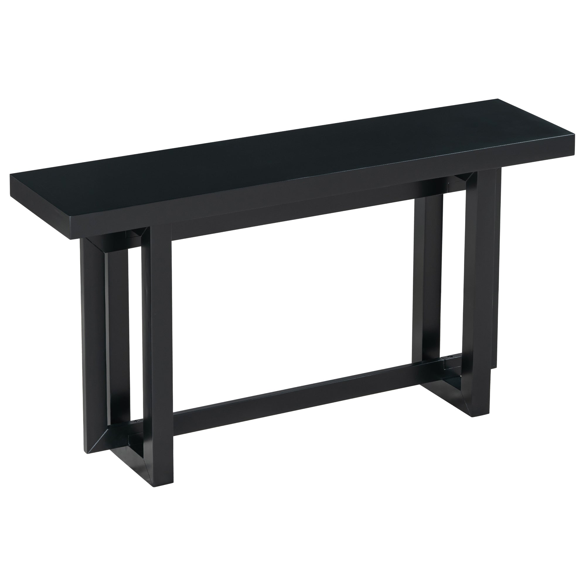 Contemporary Console Table with Industrial-inspired Concrete Wood Top, Extra Long Entryway Table for Entryway - Black