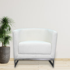 Elegant Modern White and Silver Sofa Chair