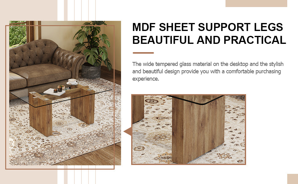 Modern Minimalist Transparent Tempered Glass Coffee Table and Dining Table