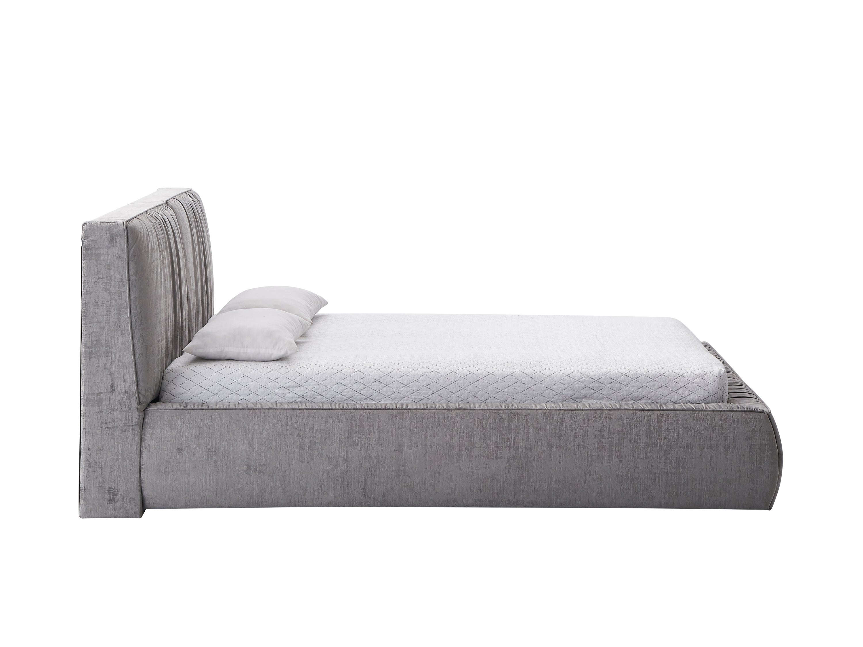 Velvet Eastern King Bed - Gray