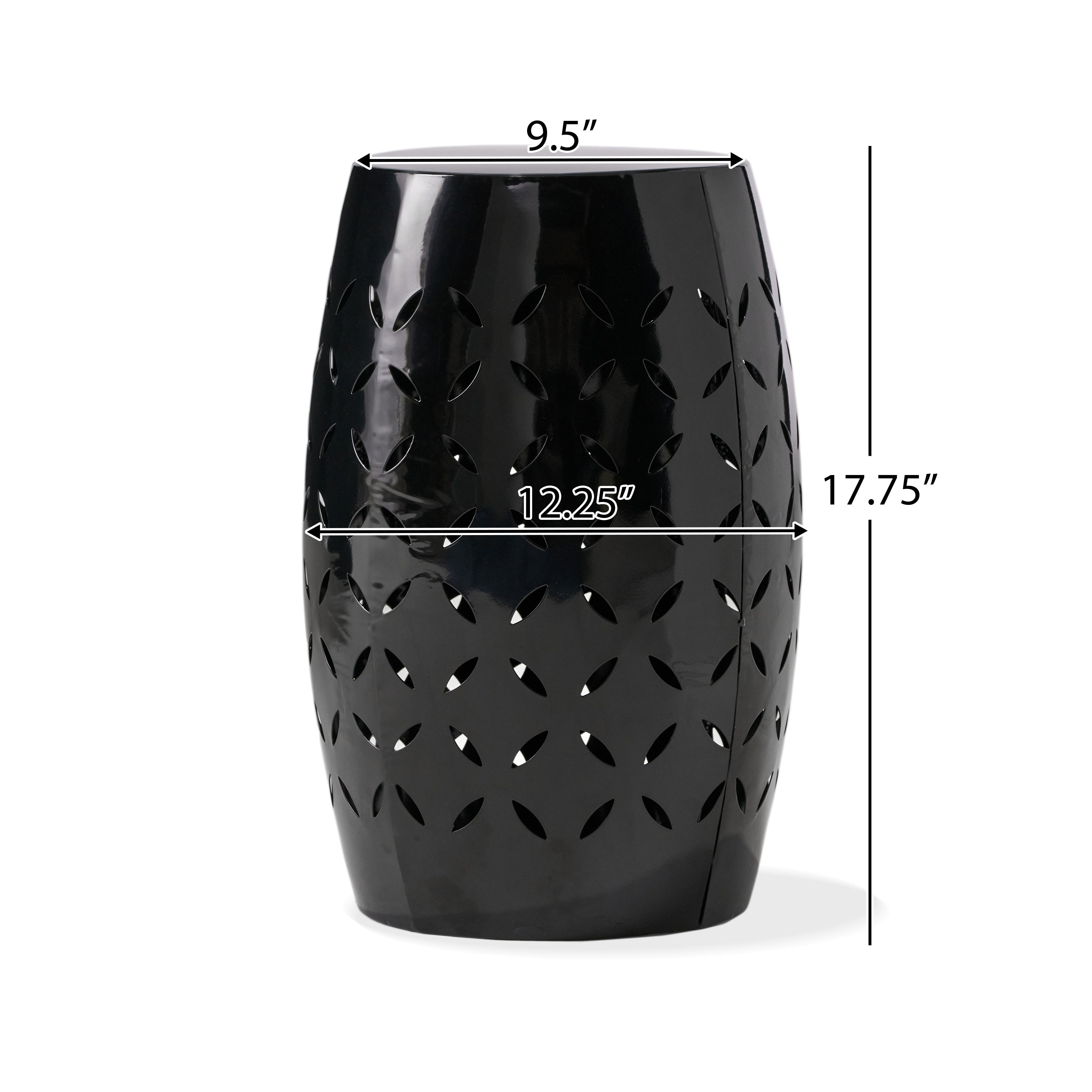 Barrel Shape Metal Side Table - Black