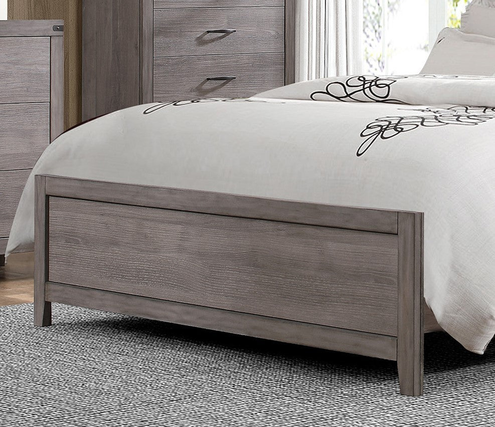 Queen Bed Black Faux Leather Upholstered Headboard - Brownish Grey Finish