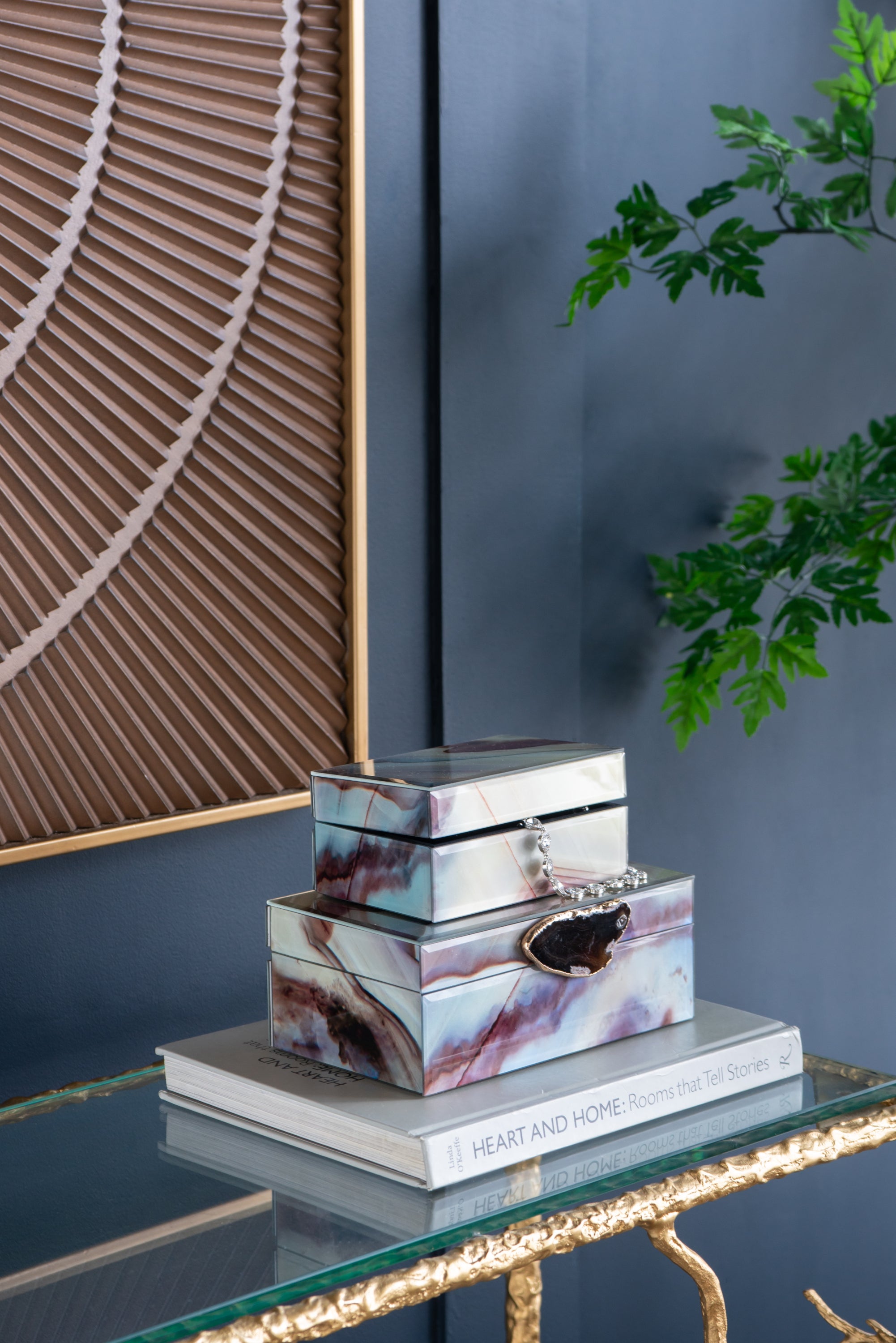 Decorative Nesting Jewelry Boxes, Stackable Decorative Storage Boxes With Lids - Set of 2