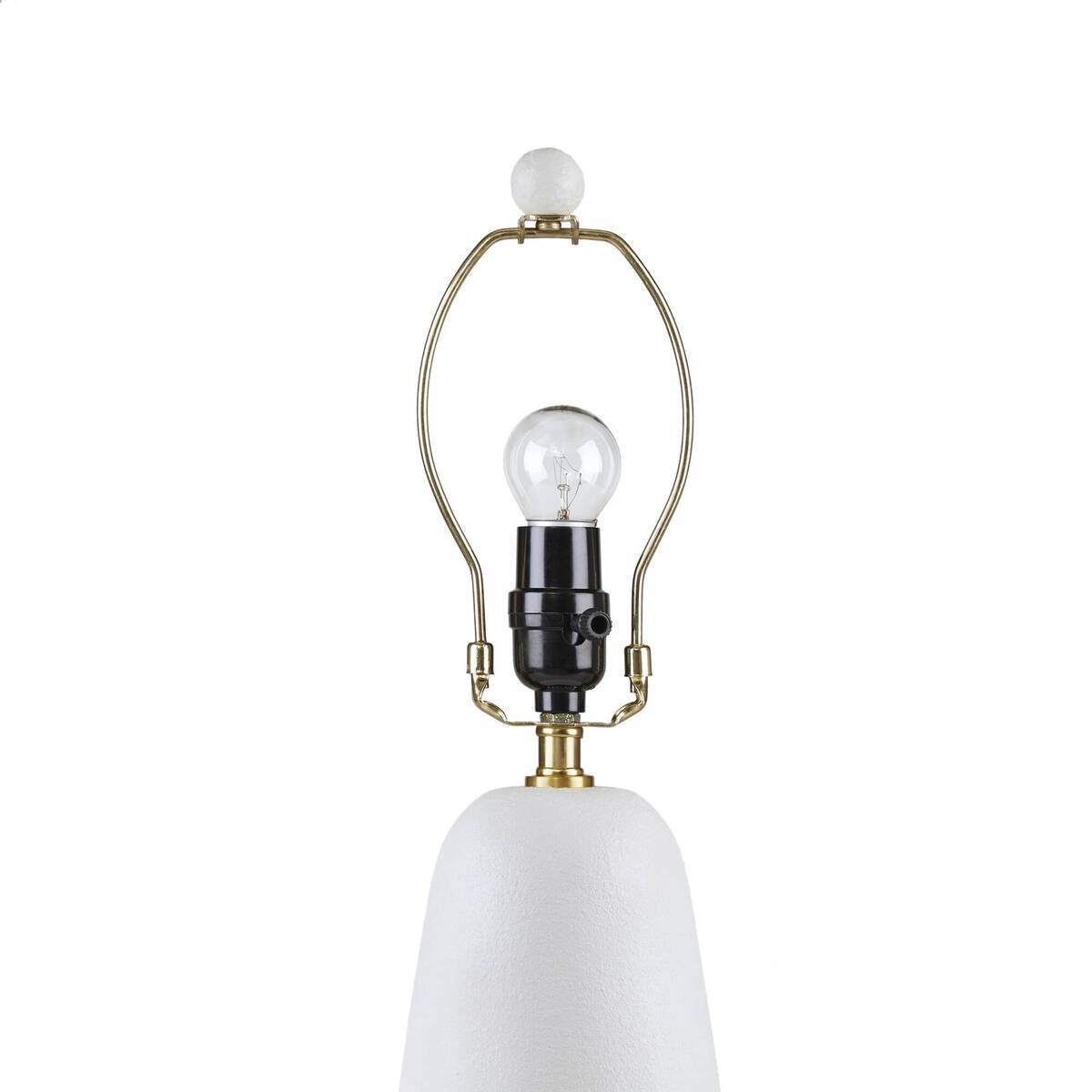 Textured Ceramic Table Lamp with Fluted Fabric Shade White