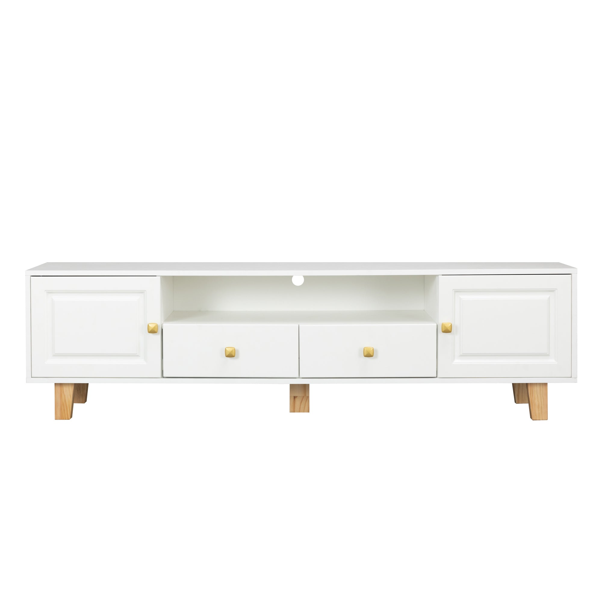 TV Media Console with LED Remote Control Light - White