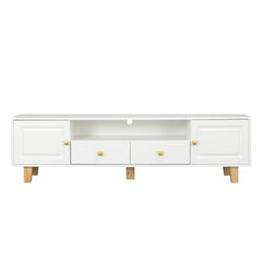 TV Media Console with LED Remote Control Light - White