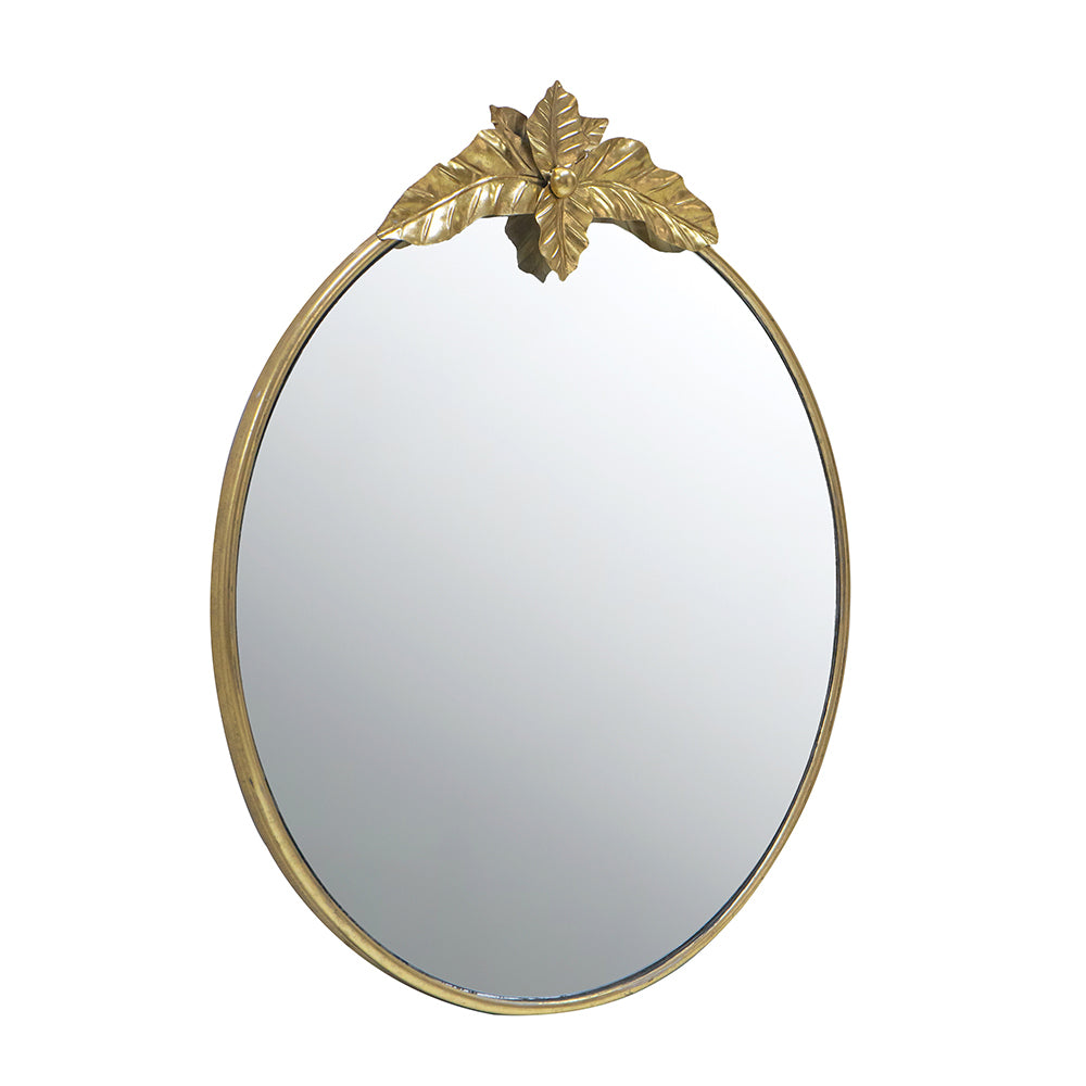 Large Round Wall Mirror with Gold Metal Frame - Gold