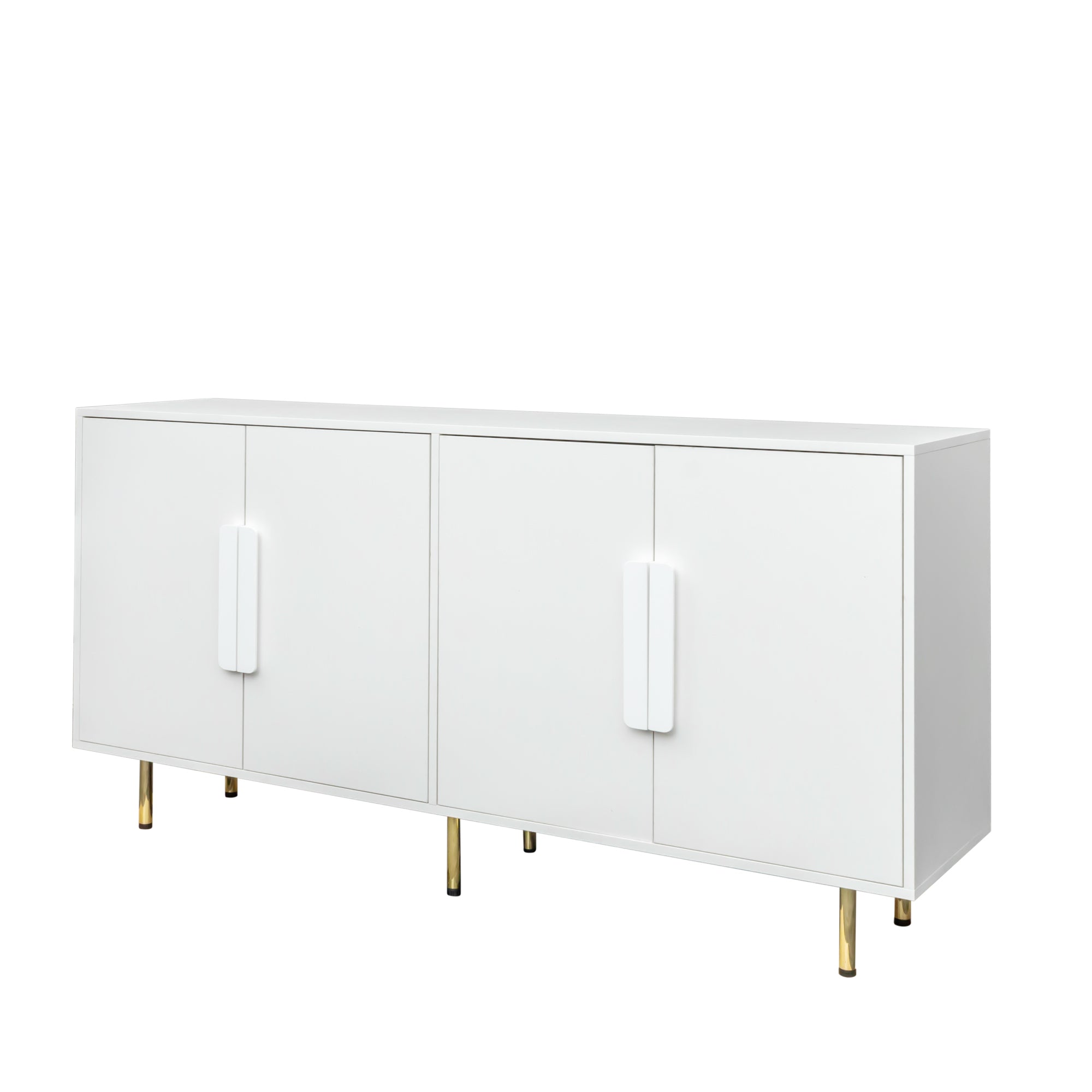 Sideboard Buffet Cabinet with Storage Modern Storage Cabinets with 4 Doors with Handle for Living Room Dining Room Entryway - White