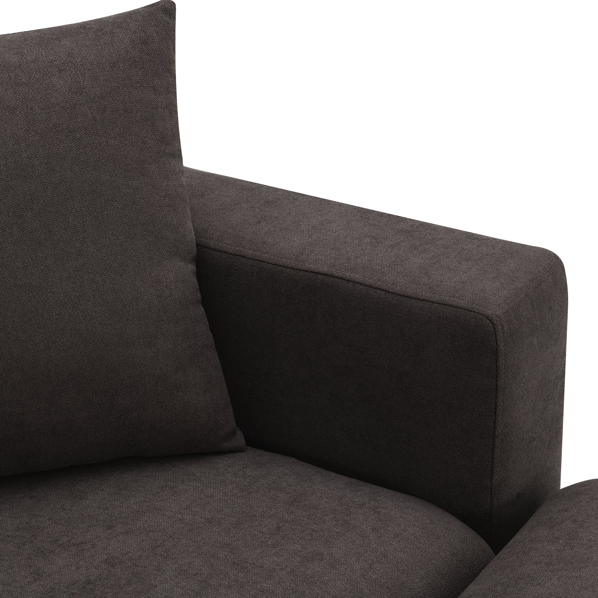 100.4x64.6" Modern Sectional Sofa, L-Shaped Couch Set With 2 Free Pillows, 4-Seat Polyester Fabric Couch Set With Convertible Ottoman - Dark Brown