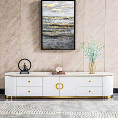 White Sintered Stone TV Stand, Media Console Television Table