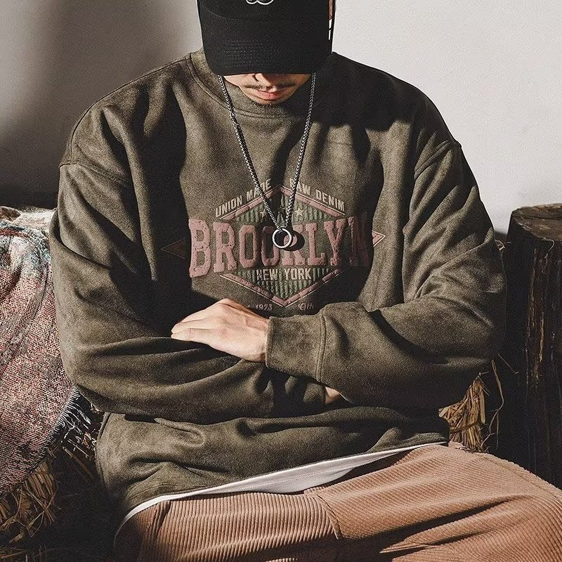 American-style Vintage Brooklyn Sweater For Men