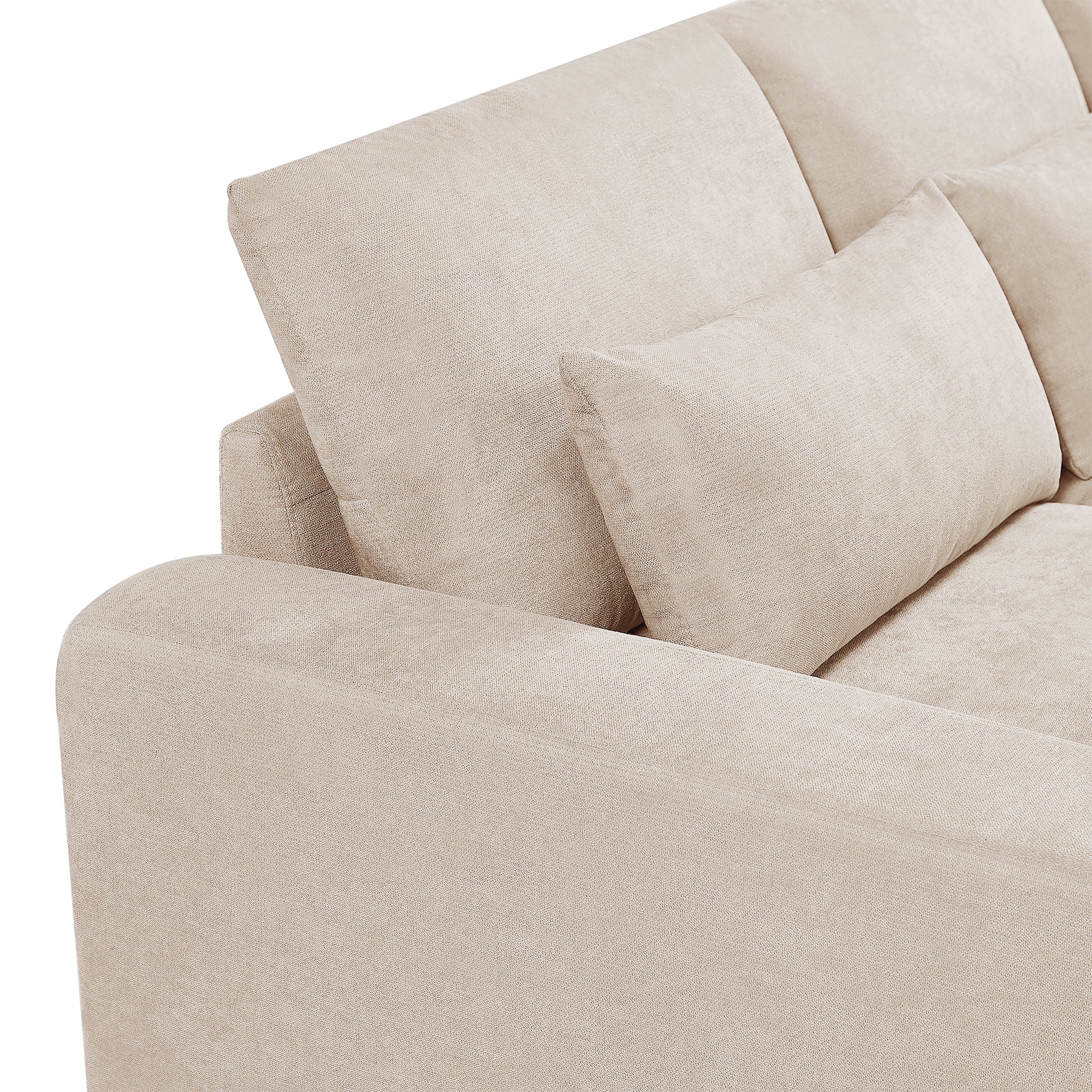 Modern Large L-Shape Feather Filled Sectional Sofa,  Convertible Sofa Couch with Reversible Chaise - Beige