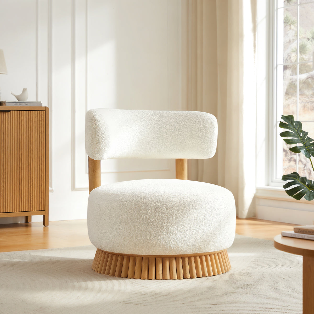 Modern 27.5' W Farmhouse Armless Chair, Wooden Base Featuring Thatched Roof Rod Design, Cozy Upholstered Chair for Living Room or Bedroom