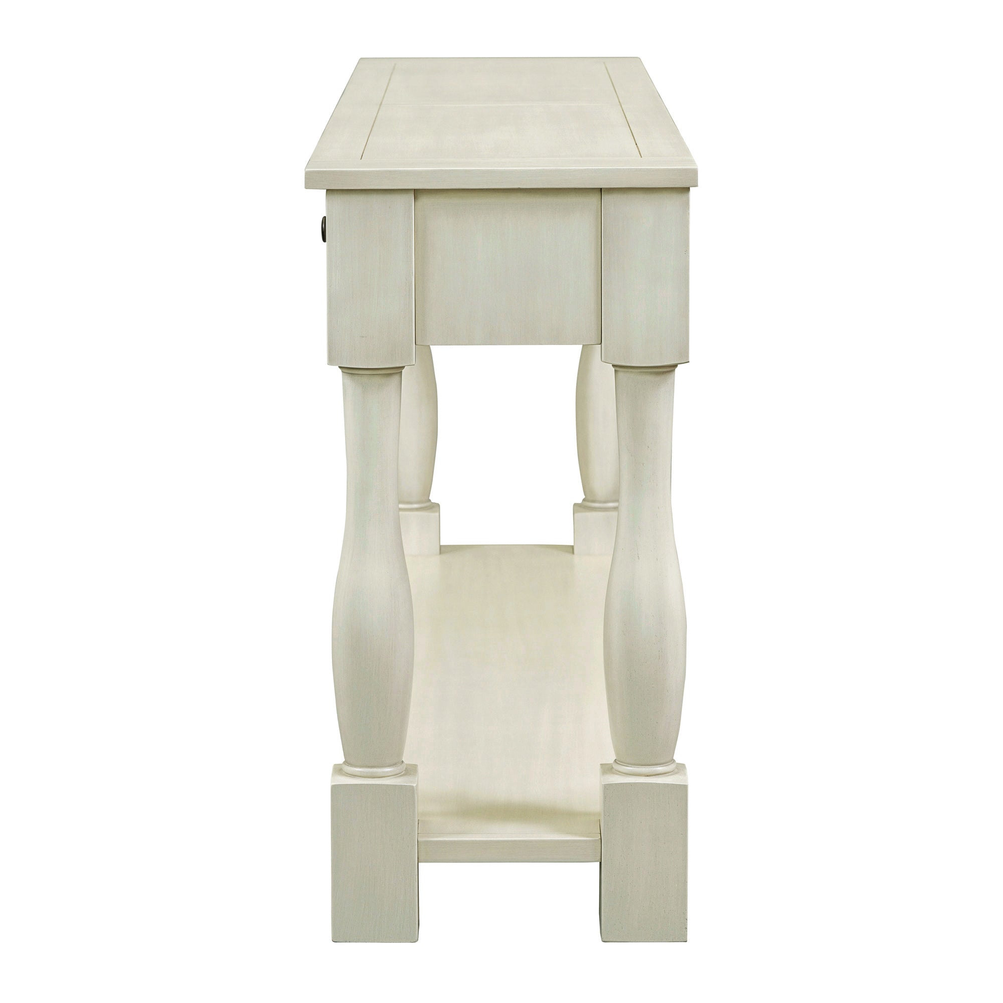 63" Long Console Table with Drawers and Shelf for Entryway, Hallway, Living Room - Antique White