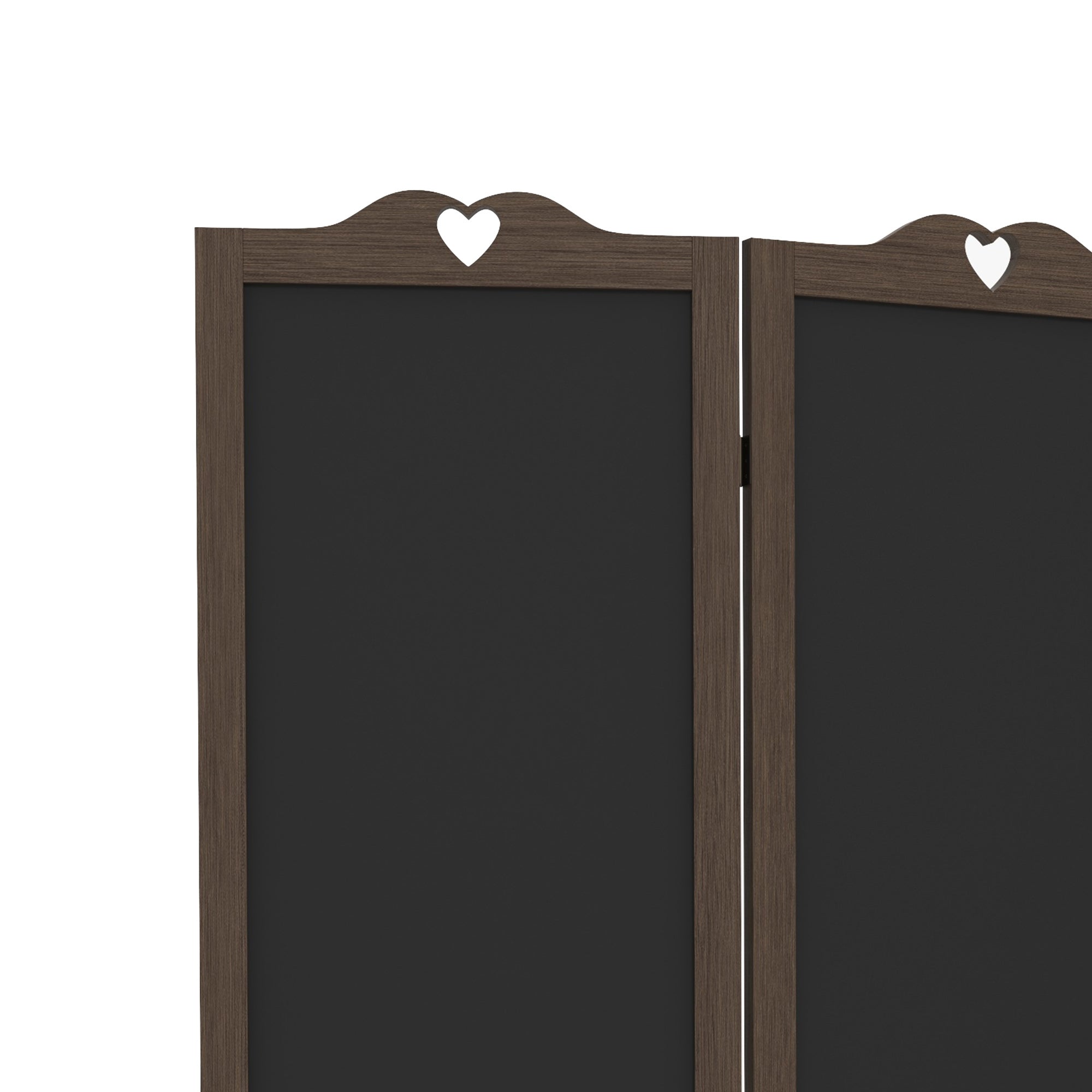 4-Panel Folding Room Divider with Blackboard, 5.5 Ft Tall Freestanding Privacy Screen Panels - Walnut Brown