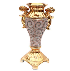 Chrome Plated Crystal Embellished Ceramic Vase