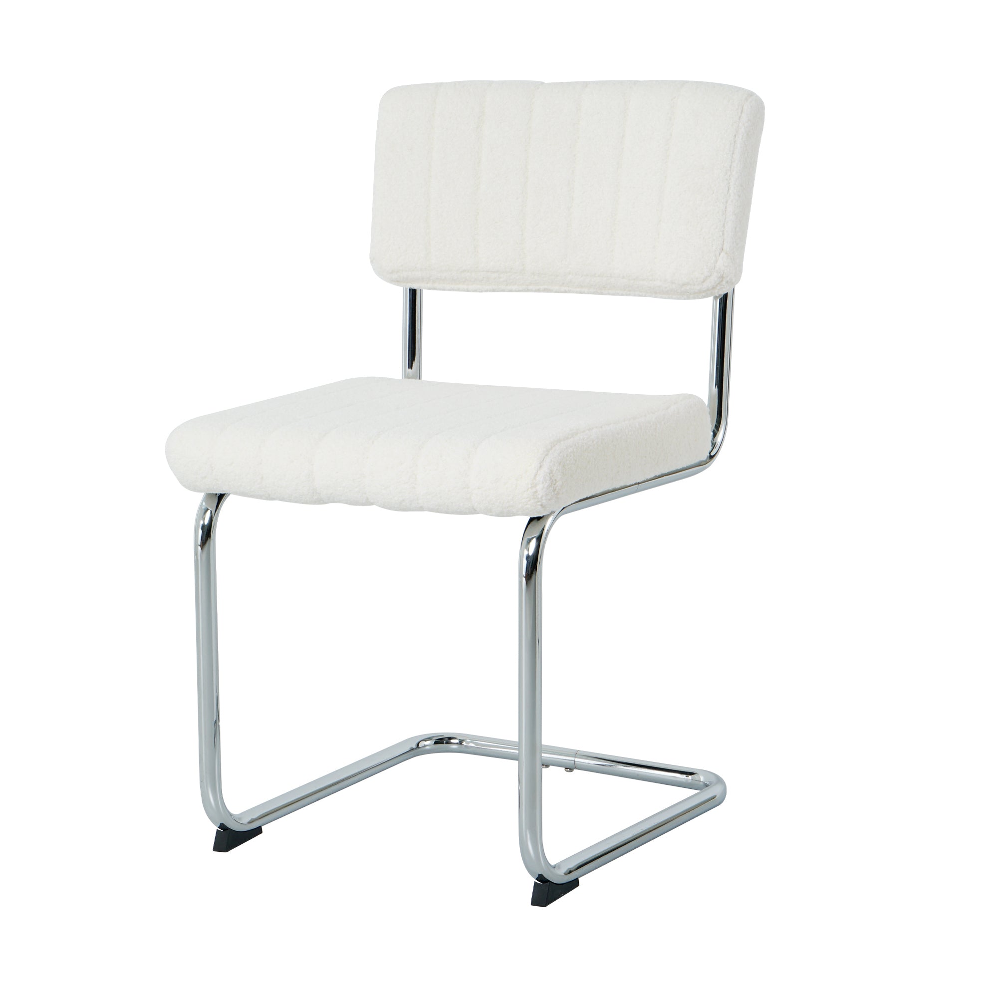 Luxury Dining Chairs with Silver Metal Legs (Set of 4) - White