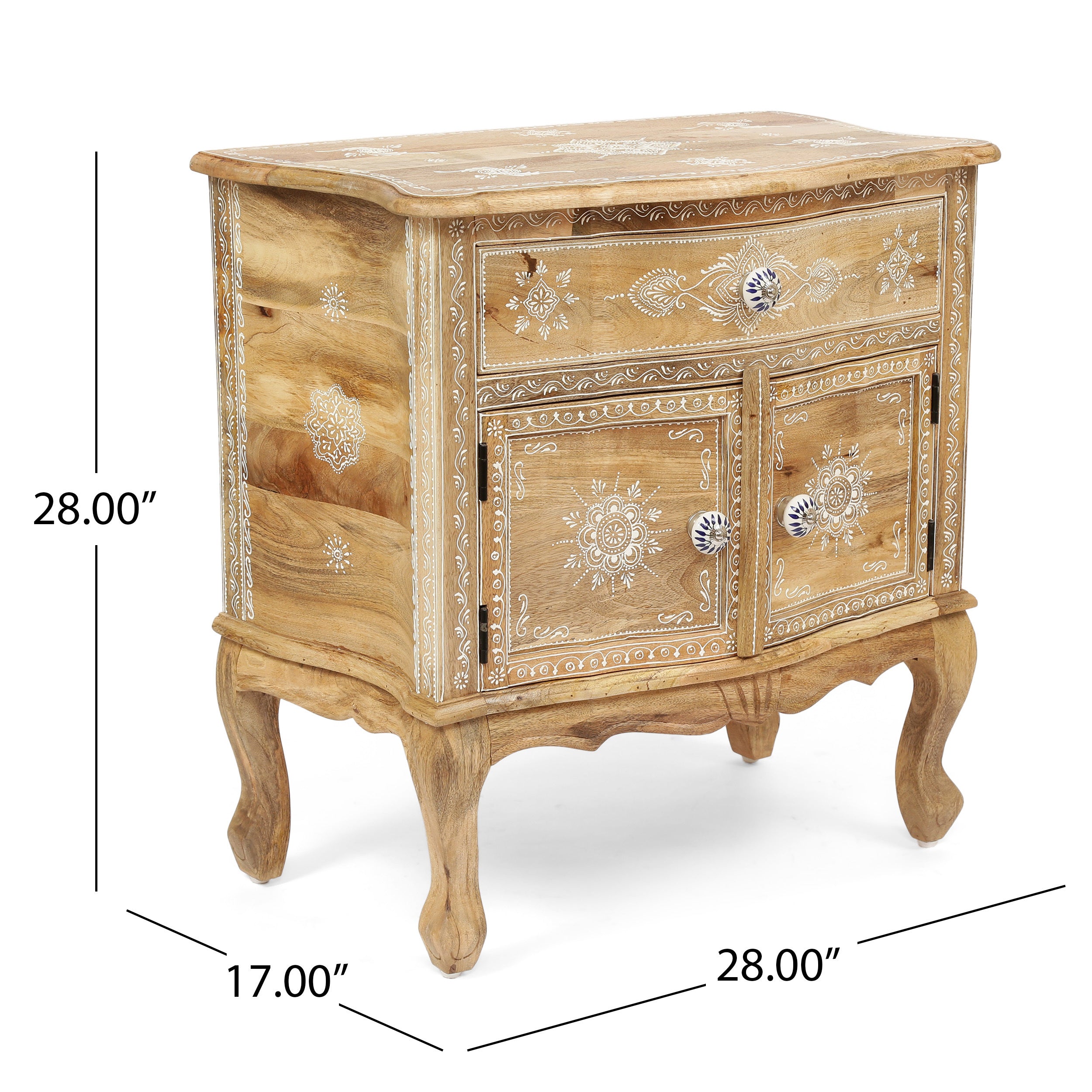 Rustic Wooden Cabinet 1 Drawer 2 Door Cabinet - Natural Wood