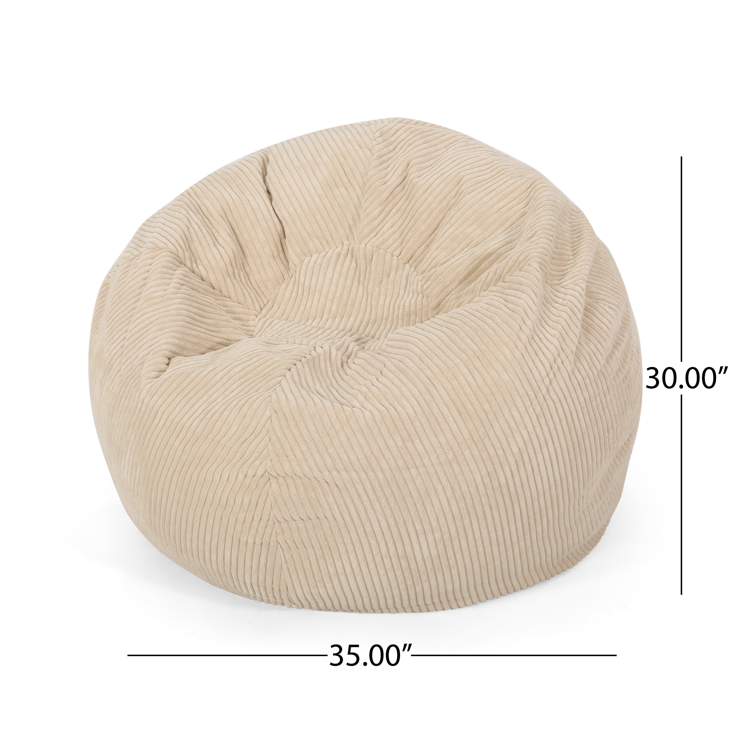 Modern Corduroy 3 Foot Beanbag - Ivory